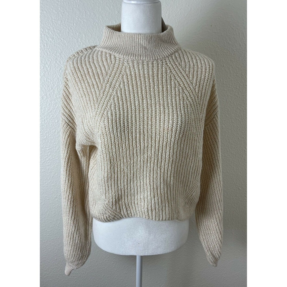 BP NWT Women's Large L Ivory Crew‎ Neck Pullover Long Sleeve Sweater